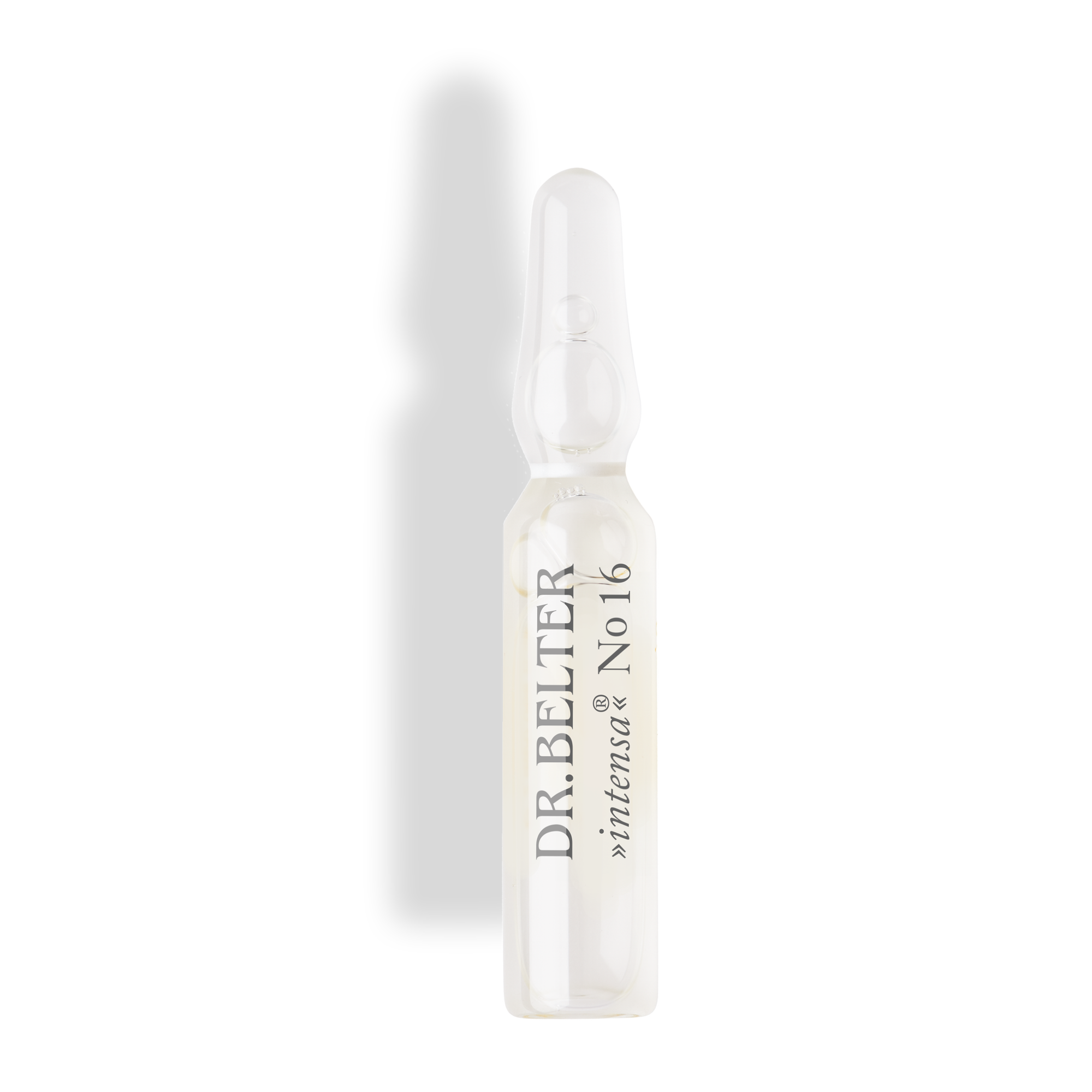 Ampulle No. 16 Hyaluronic Factor Single 5 Dr.Belter Cosmetic intensa 723 auf transparentem Hintergrund mit Schatten 2250 x 2250