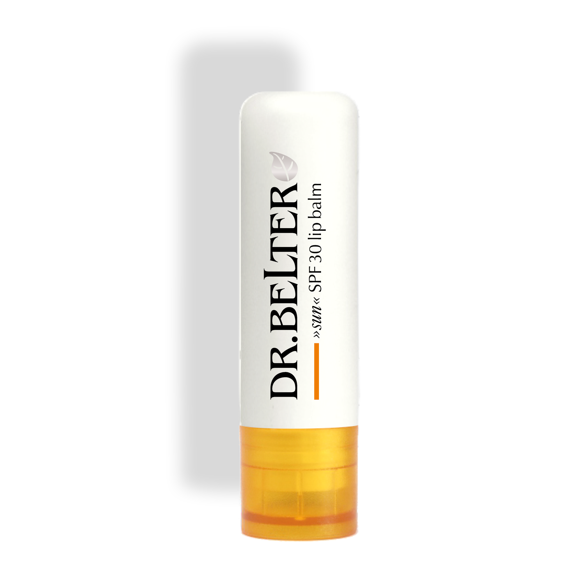 SPF 30 lip balm Dr.Belter Cosmetic sun 828 auf transparentem Hintergrund mit Schatten 2250 x 2250