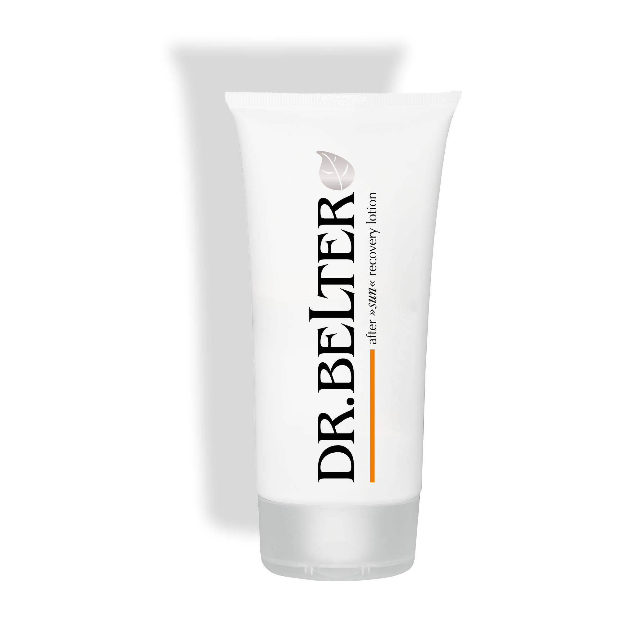 after sun recovery lotion Dr.Belter Cosmetic sun 826 auf transparentem Hintergrund mit Schatten 2250 x 2250